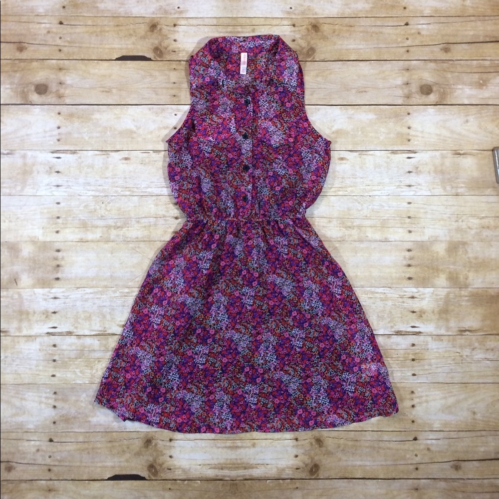 Pretty pink floral sheer summer dress